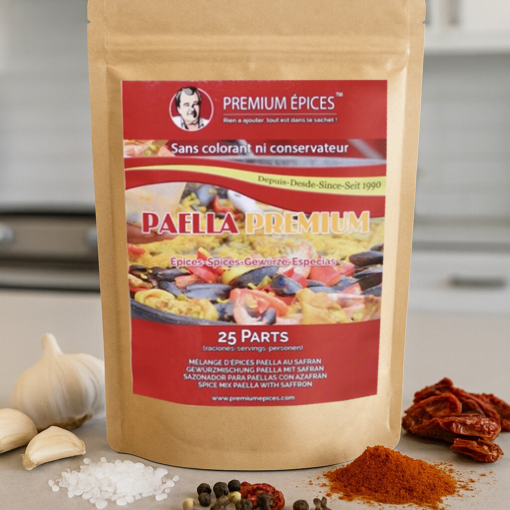 Sachet de 125g du mélange d’épices Premium pour paella au safran